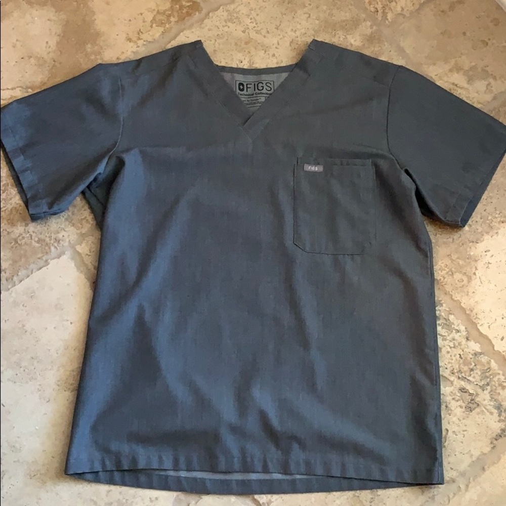 Figs Graphite Two Pocket Classic Scrub Top Small